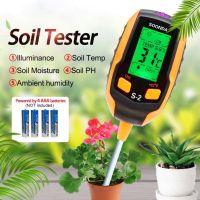 【E Tester4-in-1 เครื่องทดสอบดิน PH อุณหภูมิความชื้นความชื้นแสงแดด PH Tester Mo