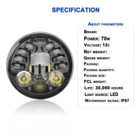 5.75นิ้วสีดำรัศมี LED ไฟหน้านางฟ้าตา70วัตต์สำหรับ H Arley S Portster 1200 883ถนน500 750 5-34 "โปรเจคเตอร์รอบไฟหน้า