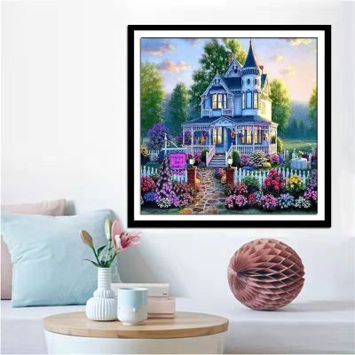 Scenery Needlework DIY Printed Canvas Garden Villas Cross Stitch Sets For Embroidery 11CT Full Embroidery Home Wall Decor Gift