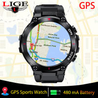 LIGE GPS สมาร์ทนาฬิกาผู้ชายกีฬากลางแจ้งนาฬิกากันน้ำ Smartwatch 2023ใหม่ฟิตเนส24ชั่วโมง Heartrate เลือดออกซิเจน Monitor