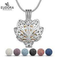 {Match maker}} EUDORA 14Mm Lotus Blossom Cage จี้ Aromatherapy Locket Diffuser สร้อยคอ Fit สีสัน Volcanic Lava หิน DIY เครื่องประดับ K291