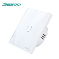 SESSO Touch Wall Light Switch 1/2/3 Gang 1 Way AC170-240V Crystal Tempered Glass Panel (No Remote Control Function)