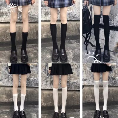 KAIDEWEMAK ✨（ส่งจากไทย）✨กำมะหยี่ Lolita ถุงน่องยาวสำหรับผู้หญิงสีทึบเข่าสูงถุงเท้าแฟชั่น Kawaii คอสเพลย์เซ็กซี่ถุงเท้าไนลอน