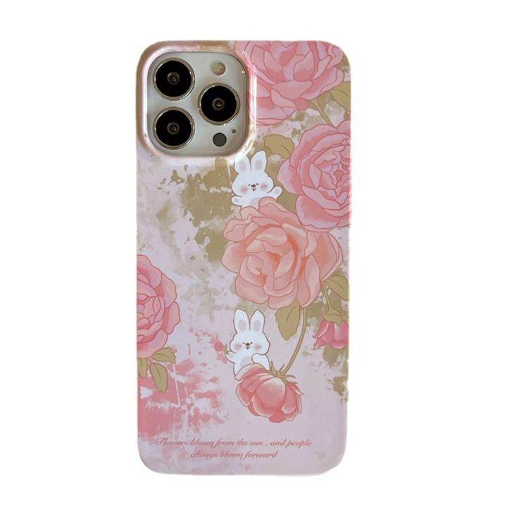 rose-bunny-case-สำหรับ-iphone14-กรณีดอกไม้สีชมพูสำหรับ-iphone12promax-กระเป๋าใส่โทรศัพท์แบบเต็มรูปแบบสำหรับ-iphone13-เคสโทรศัพท์น่ารักสำหรับ-iphone11