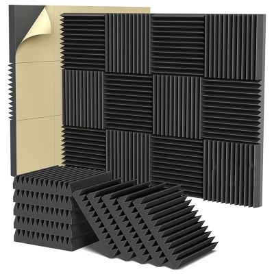 2X12X12inch Acoustic Foam Panels, Self-Adhesive Sound Proof Foam Panels, High Density Soundproof Wall Panels Acoustic Foam Panels Self Adhesive (12 Pack)