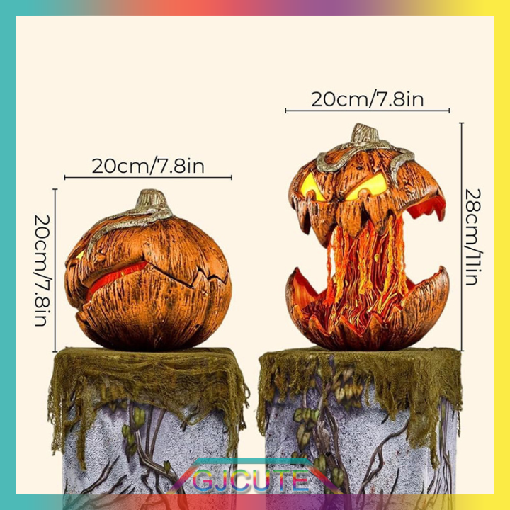 gjcute-ตกแต่งฟักทองฮาโลวีนเปิดปากไฟฟักทองฮาโลวีนในร่มและกลางแจ้งของตกแต่งที่น่ากลัว