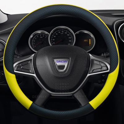 100% DERMAY Brand PU Leather Car Steering Wheel Cover for Dacia Sandero Stepway Logan Dokker Duster Lodgy Auto Accessories
