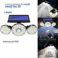 Lemonbest 20W Lampu Tenaga Surya Lampu Solar Dinding กลางแจ้ง3โหมดเซ็นเซอร์ตรวจจับการเคลื่อนไหวไฟนิรภัยกันน้ำ IP65กับสามไฟส่องจากหัวสำหรับสวนกลางแจ้ง