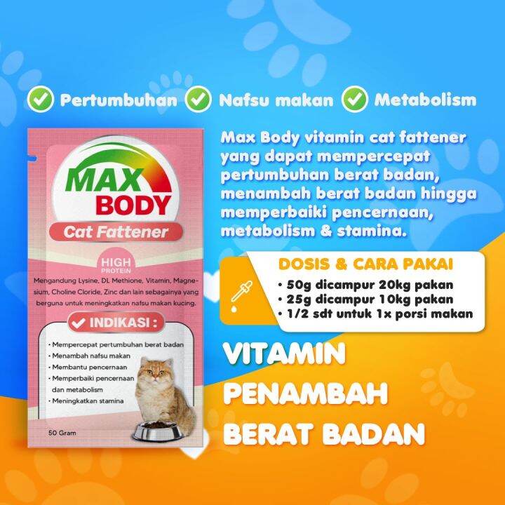 Max Body Penggemuk Kucing Body Fat Multivitamin Kucing Menambah Nafsu Makan Body Big Cat Gr