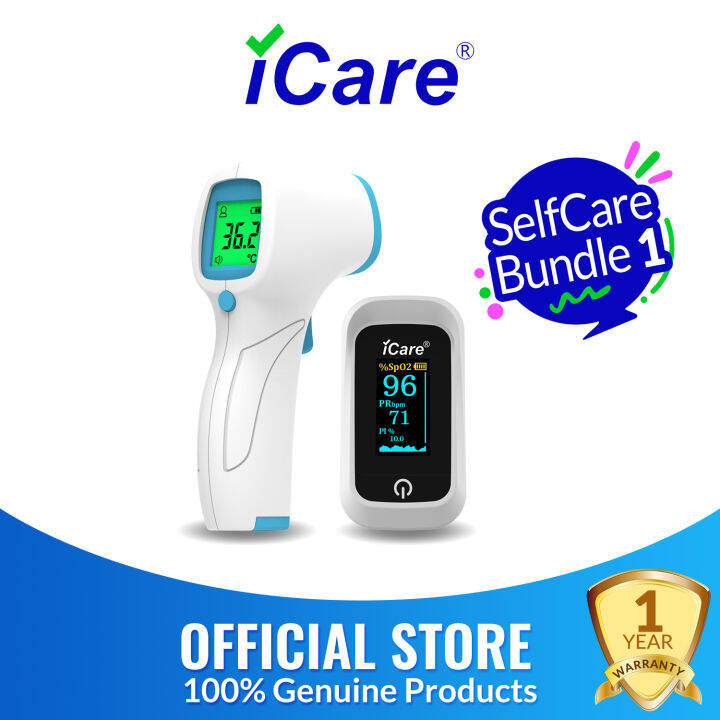 ICare® SelfCare Bundle 1- OX001 Fingertip Pulse Oximeter + E69 Forehead ...