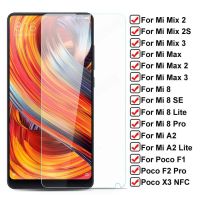 HF 9H กระจกนิรภัยสำหรับ Xiaomi Mi Mix 2S Max 2 3ปกป้องหน้าจอ Glas สำหรับ Mi 8 SE Lite Poco X3 NFC F1 F2 Pro ฟิล์มป้องกันกรณี