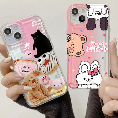 iPhone 11 Pro Max เคส iPhone หนา TPU Soft Case เคสใสถุงลมนิรภัยกันกระแทกการ์ตูนน่ารักสำหรับ iPhone 14 Pro Max 12 13 Pro Max XR X XS Max 6 6S 7 8 Plus iPhone 15 Case #8358