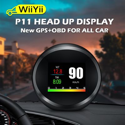 WiiYii P11 OBD2 GPS Auto HUD Display Car Speedometer Turbo Boost Temp Eletronicos Gauge Code Reader Car projetor