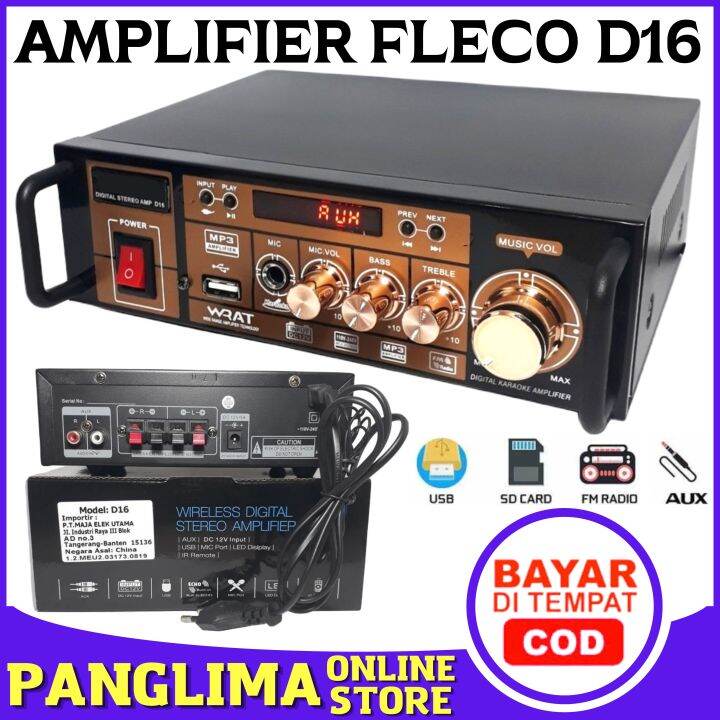 [ TERMURAH ] Power Amplifier FLECO D16 Bluetooth + Stereo + Karaoke