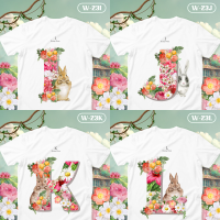 เสื้อยืดตัวอักษร Bunny Flora ตัวอักษร( I J K L )