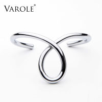 VAROLE Simple Lines Exaggerated Bracelets &amp; Bangles for Women Cuff Bangle Gold Plated Noeud Armband Pulseiras