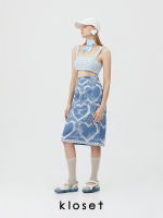 KLOSET Tin Man Denim Midi Skirt (PS22-S002) กระโปรงยีน กระโปรงผู้หญิง กระโปรงผ้าปัก