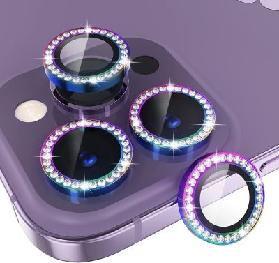 Bling Glitter Diamond Rhinestone Camera Lens Protector for iPhone 14 Pro Max Plus 13 12 Mini 11 Tempered Glass Protection Film