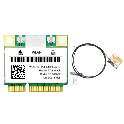 RTL8822CE WiFi Card+Antenna 802.11AC Network Mini PCIe BT5.0 Support Laptop/PC Windows 10/11
