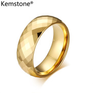Kemstone 8MM Gold Plated Tungsten Steel Ring for Men