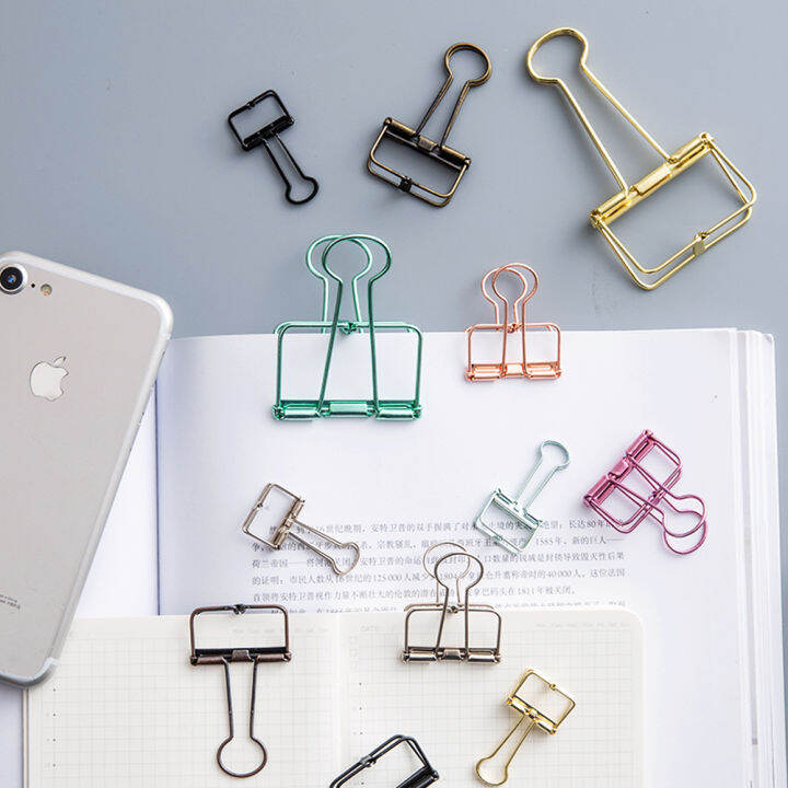 8 Colors 3 Sizes Colorful Paper Metal Clips Basic Binder Clips ...