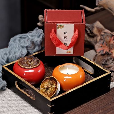 Persimmon persimmon ruyi persimmon scented candles tin box gift of birthday present bridesmaid with hands scented candles