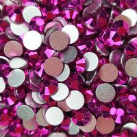 Metal Fuchsia AAAA Glass Flatback Nail Art Strass Crystal Non Hot Fix Rhinestones Glue On Stones Wedding Dress Decoration