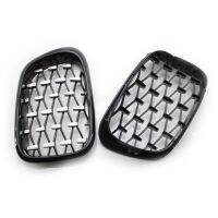 1 Pair Diamond Kidney Grille Grill Replacement Chromed Black for BMW E39 99-03