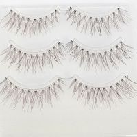 【CW】 Thick Crisscross False Eyelashes Fibers Fake Lashes Transparent Stem 3Pairs