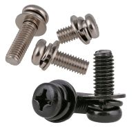 Phillips Pan Head Three Combination Screw M2-M6 Cross Round Head With Washer Screws Bolts Kit Set Black Zinc/Nickel Plated