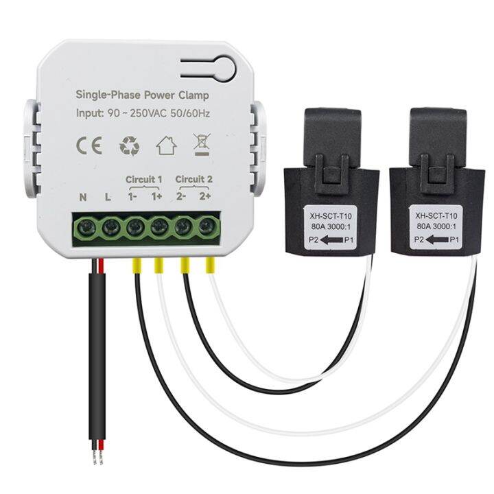 Tuya Smart WiFi Energy Meter 80A with Current Transformer Clamp KWh Power Monitor Electricity