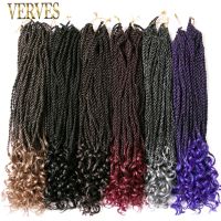 VERVES Synthetic Crochet Braids Hair For Women Girls Senegalese Twist Curly End 18 Inch Braiding Hair Extentions Black Ombre