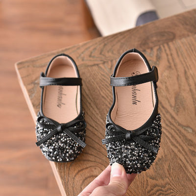 Baby Girls Shoes Leather Flats Princess Rhinestone Bling Dress Shoes For Party Wedding Stage Performance Children Toddlers Shoes