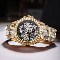 ZZOOI MISSFOX Watch For Men Luxury Mechanical Diamond Male Reloj Stainless Steel Japan Move Hollow Waterproof Mens Auto Wrist Watches