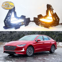 2PCS Turn Yellow Signal Relay 12V Car DRL Lamp Waterproof ABS LED Daytime Running Light For Hyundai Sonata DN8 2020 2021