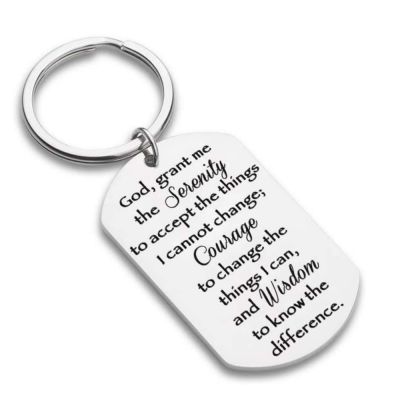 Christian Keychain Serenity Prayer Gift Sobriety Recovery Gifts AA Gift Religious Gift for Woman Men Teen Boy Girls Key Ring Key Chains