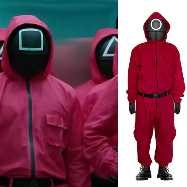 Adult Squid Game Villain Administrator Cosplay Costume with Masks Men's Halloween Party Fancy