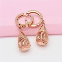 Russian Purple Gold Thread Hollow Water Drops Earrings Earrings Female Rose Gold Fashion High End Elegant Ear Hook Ear Rings