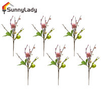 SunnyLady ก้านดอกอีสเตอร์เทียม6ชิ้นพร้อมเบอร์รี่ไข่อีสเตอร์สำหรับจัดวางของตกแต่งพวงหรีดกลางโต๊ะ