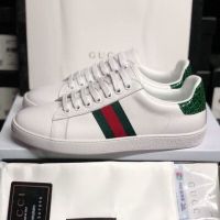 รองเท้าผ้าใบกุชชี่ Gucci Womens New Ace Leather Low-Top Sneakers รองเท้าแบรนด์เนม สินค้าพร้อมกล่องอุปกรณ์ครบ