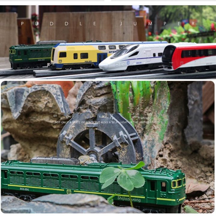 รถไฟอัลลอยด์ไอน้ำย้อนให้นึกถึงสมัยก่อนโมเดล1-87ของเล่นรถไฟของเล่นสำหรับเด็กสูงรถไฟสองหัวของขวัญสำหรับเด็ก-gratis-ongkir
