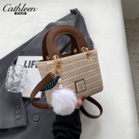 --nxkb238805☂  Kathleen female hand woven bag new niche straw bag handbag joker one shoulder his little bread female