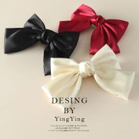 Vintage Big Hair Bow Ties Cute Hair Clips Satin Two Layer Butterfly Bow Hairpin Girl Hair Accessories For Women Bowknot Hairpins