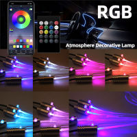 TEENRAM รถ RGB ไฟ LED Strip บรรยากาศ456 In 1ภายใน Neon Light DIY Music APP Control 8M ไฟเบอร์ออปติก Ambient โคมไฟ