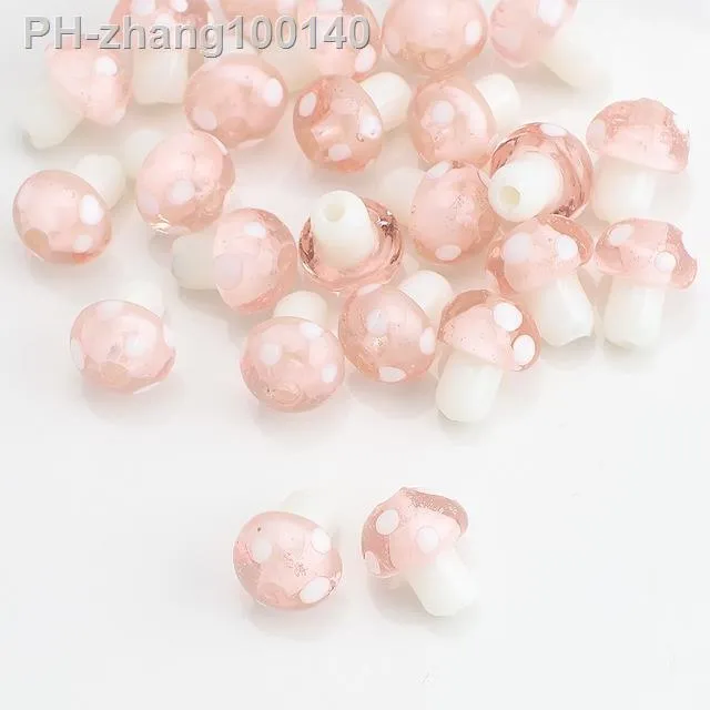 10pcs-10x13mm-12x18mm-mushroom-shape-lampwork-glass-loose-beads-for-diy-crafts-jewelry-making-findings-handmade-jewelry-beads