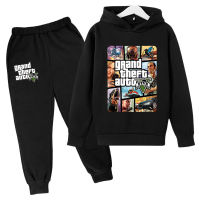 GTA5ฤดูใบไม้ร่วงและฤดูหนาวแขนเสื้อยาวขนแกะเสื้อกันหนาว Sweatpants เสื้อกันหนาวฝ้ายการ์ตูนเสื้อฮู้ดทารกและกางเกงสำหรับเด็กเล็กเด็กผู้หญิงชุด0000