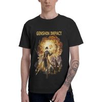 COD พระเจ้าดั้งเดิม เกมส์ญี่ปุ่น Anime Zhongli Genshin Impact T Shirt Mens Short Sleeve Round Neck Tees Summer Cool Comfort