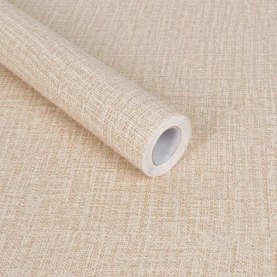 Faux Linen Textured Wall Decor Sticker Vinyl Thick Self Adhesive Waterproof Peel and Stick Wallpaper for Home Bedroom Decoration