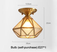 MOONSHADOW Ceiling Lights Full Copper Luxury Diamond Balcony Shining Ceiling Light Entrance Corridor Aisle Light 220V