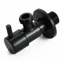 2X Black Angle Valve 304 Stainless Steel Water Stop Valve Leak-Proof Water Cold and Hot General Bathroom Accessories